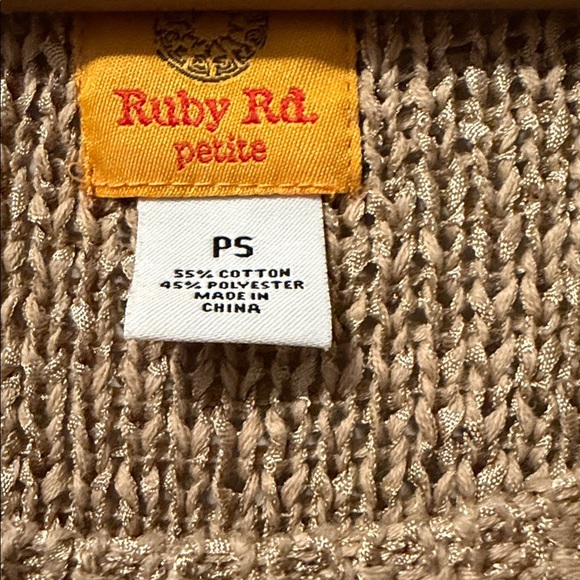 Ruby Rd. Tan Sweater with Blue Details - Picture 4 of 5